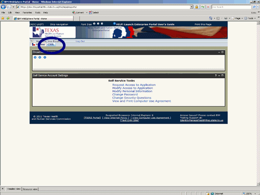 Screenshot of Portal Home Page